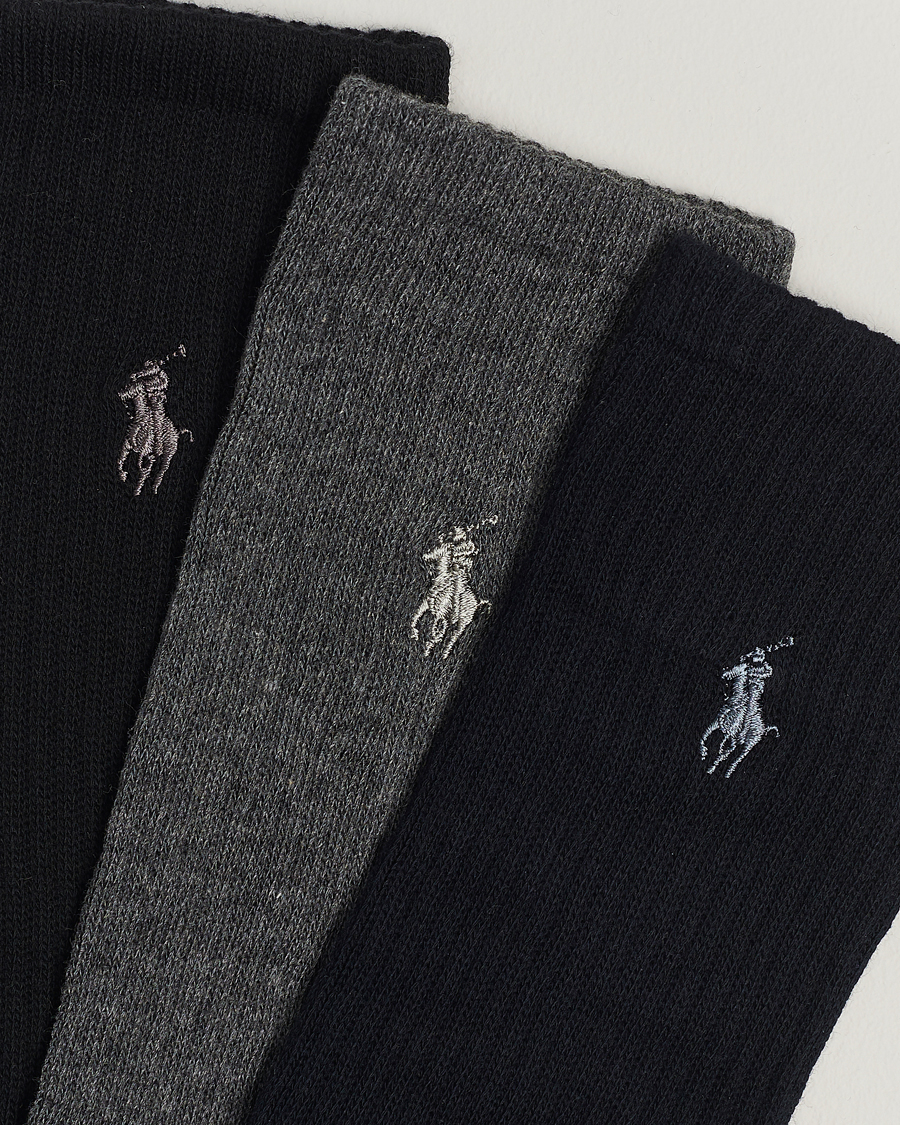 Men | Underwear & Socks | Polo Ralph Lauren | 3-Pack Crew Sock Navy/Charcoal/Black