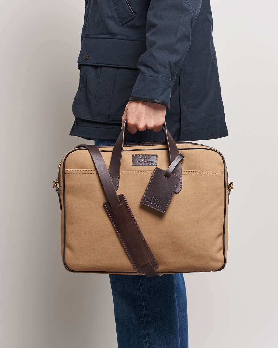 Men | Bags | Polo Ralph Lauren | Canvas/Leather Computer Bag Tan