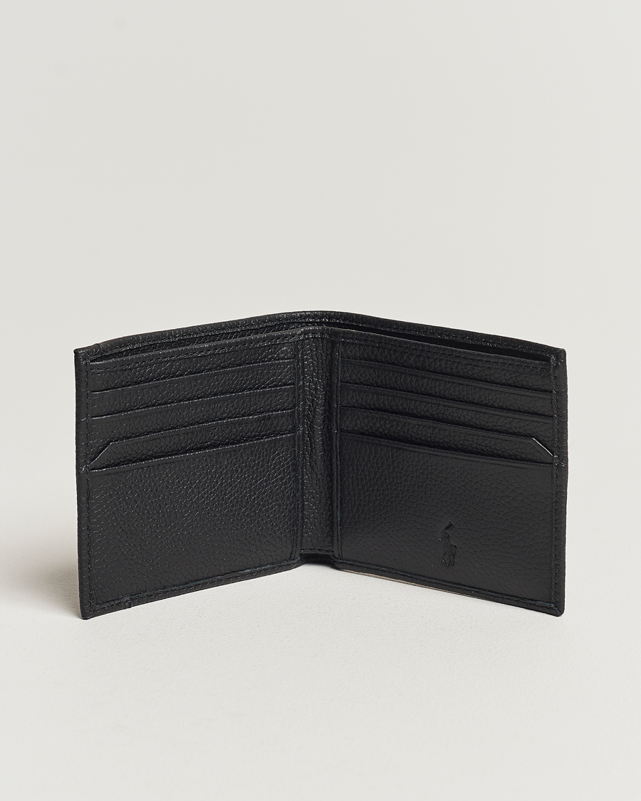Men | Bi-fold & Zip Wallets | Polo Ralph Lauren | Pebbled Leather Billfold Wallet Black