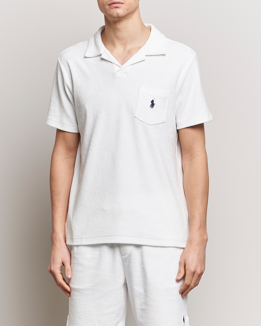 Men | Polo Shirts | Polo Ralph Lauren | Cotton Terry Open Collar Polo White