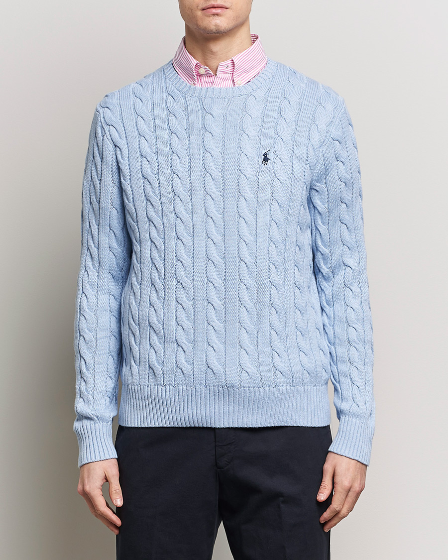 Men | Sweaters & Knitwear | Polo Ralph Lauren | Cotton Cable Pullover Blue Hyacinth