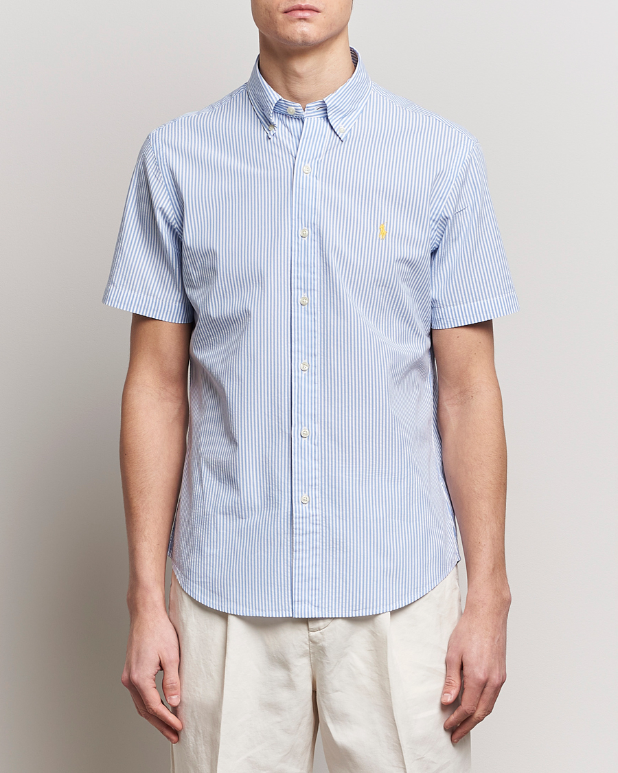 Men | Shirts | Polo Ralph Lauren | Seersucker Short Sleeve Striped Shirt Blue/White
