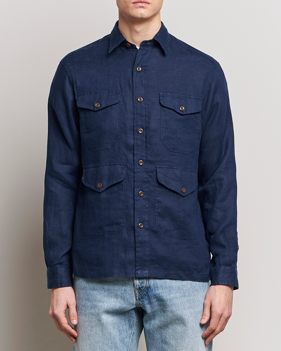 Men | Shirts | Polo Ralph Lauren | Linen Overshirt Newport Navy