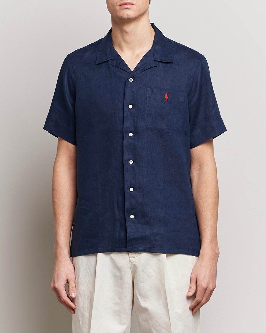 Men | Shirts | Polo Ralph Lauren | Linen Pocket Short Sleeve Shirt Newport Navy