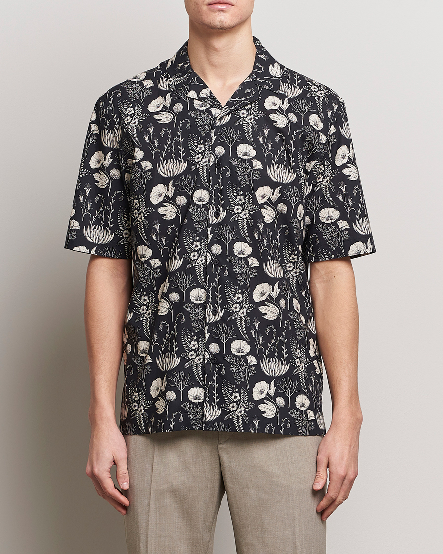 Men | Clothing | Sunspel | Katie Scott Short Sleeve Printed Resort Shirt Black