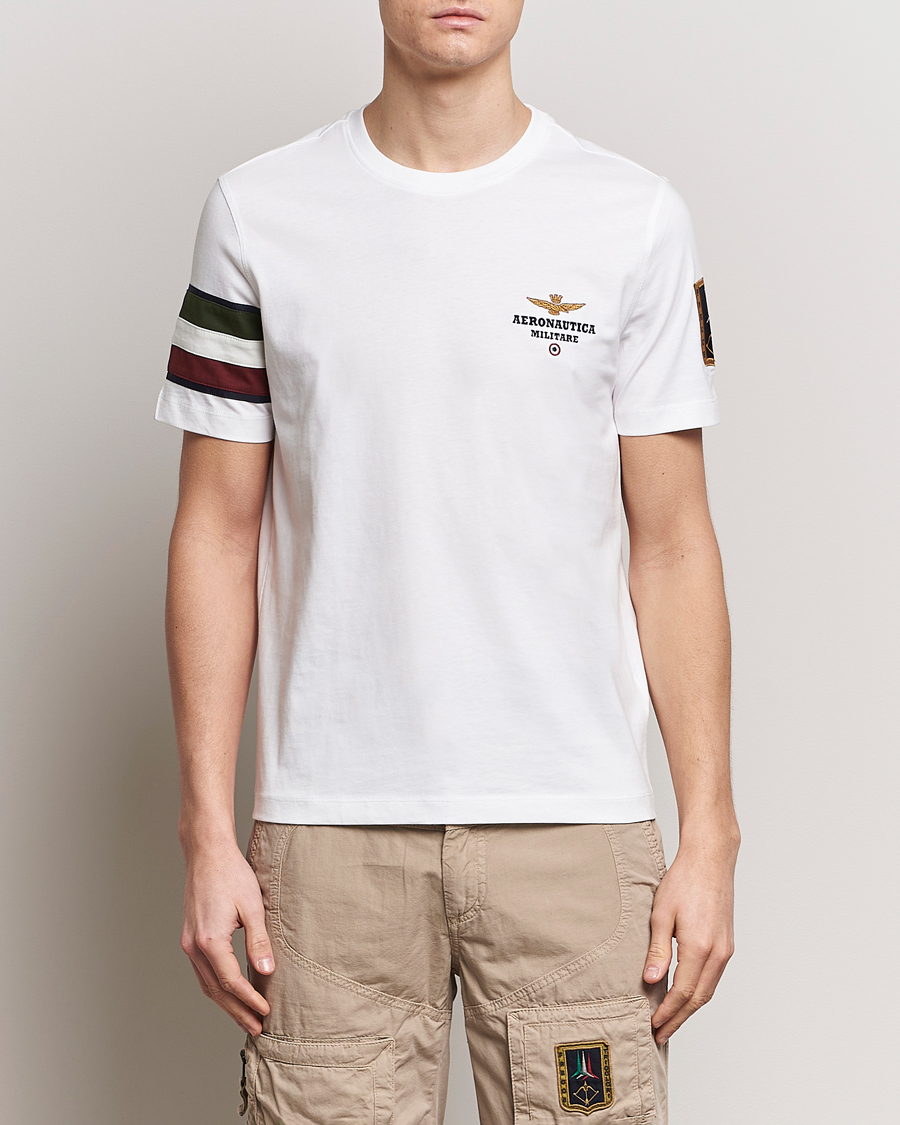 Men | Short Sleeve T-shirts | Aeronautica Militare | Tricolori Crew Neck T-Shirt Off White