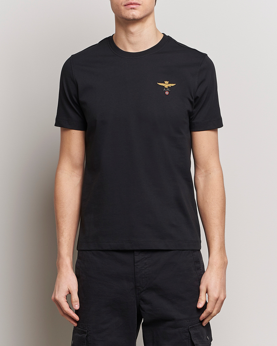 Men | Short Sleeve T-shirts | Aeronautica Militare | TS1580 Crew Neck T-Shirt Jet Black
