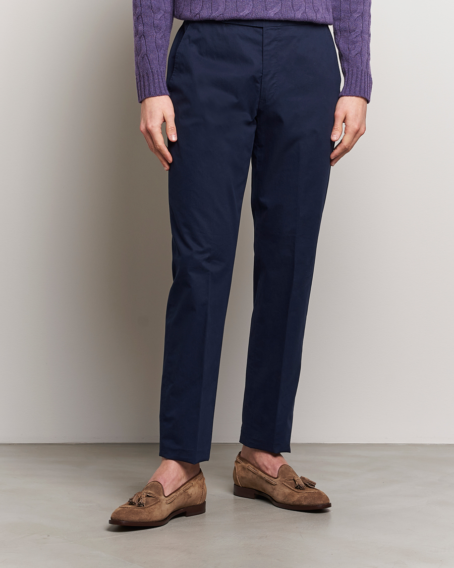 Homme | Luxury Brands | Ralph Lauren Purple Label | Cotton Poplin Trousers Spring Navy