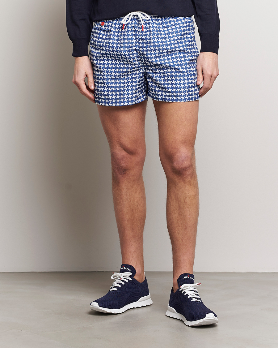Men | Clothing | Kiton | Printed Nylon Swim Shorts Navy