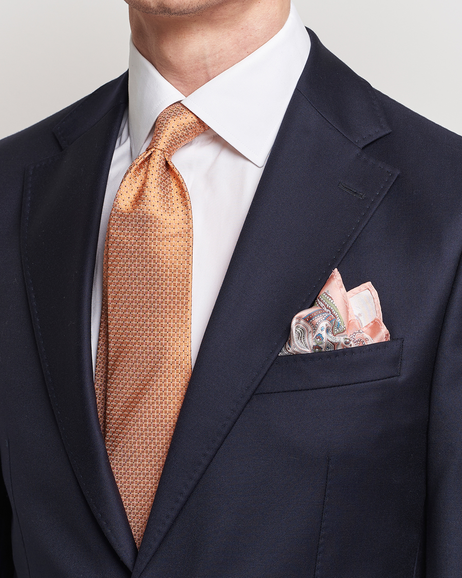 Men | Accessories | Amanda Christensen | Box Set Silk Twill 8cm Tie With Pocket Square Orange