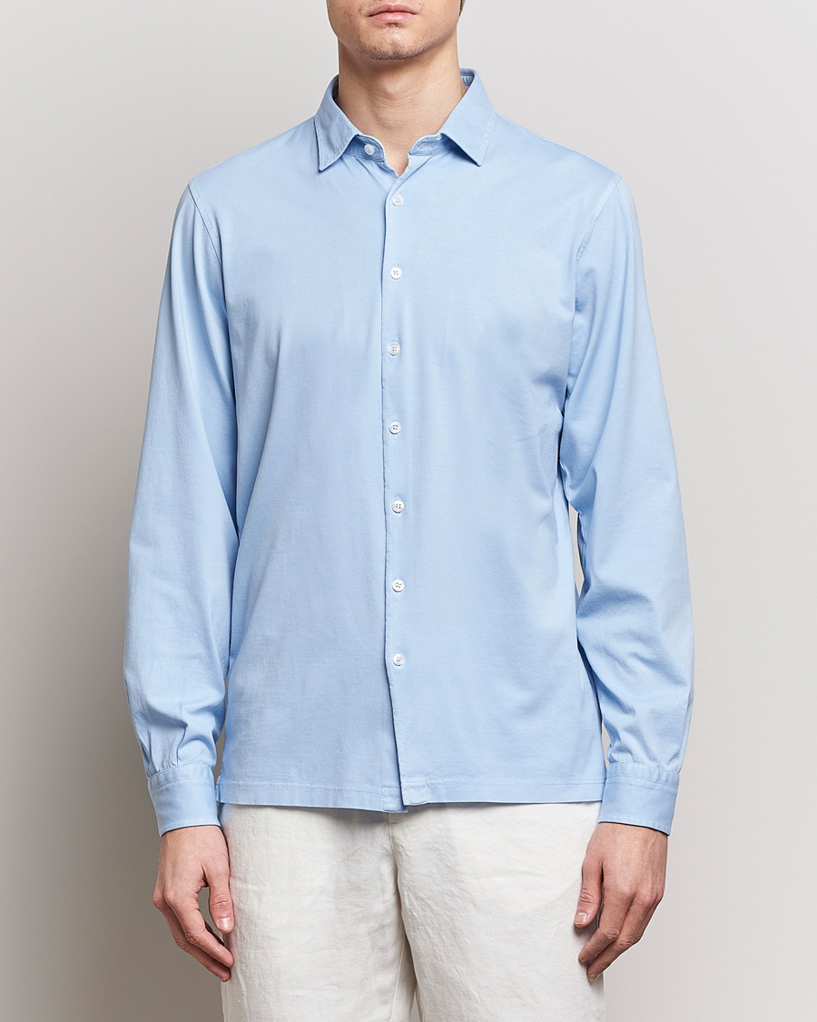 Men | Gran Sasso | Gran Sasso | Washed Cotton Jersey Shirt Light Blue