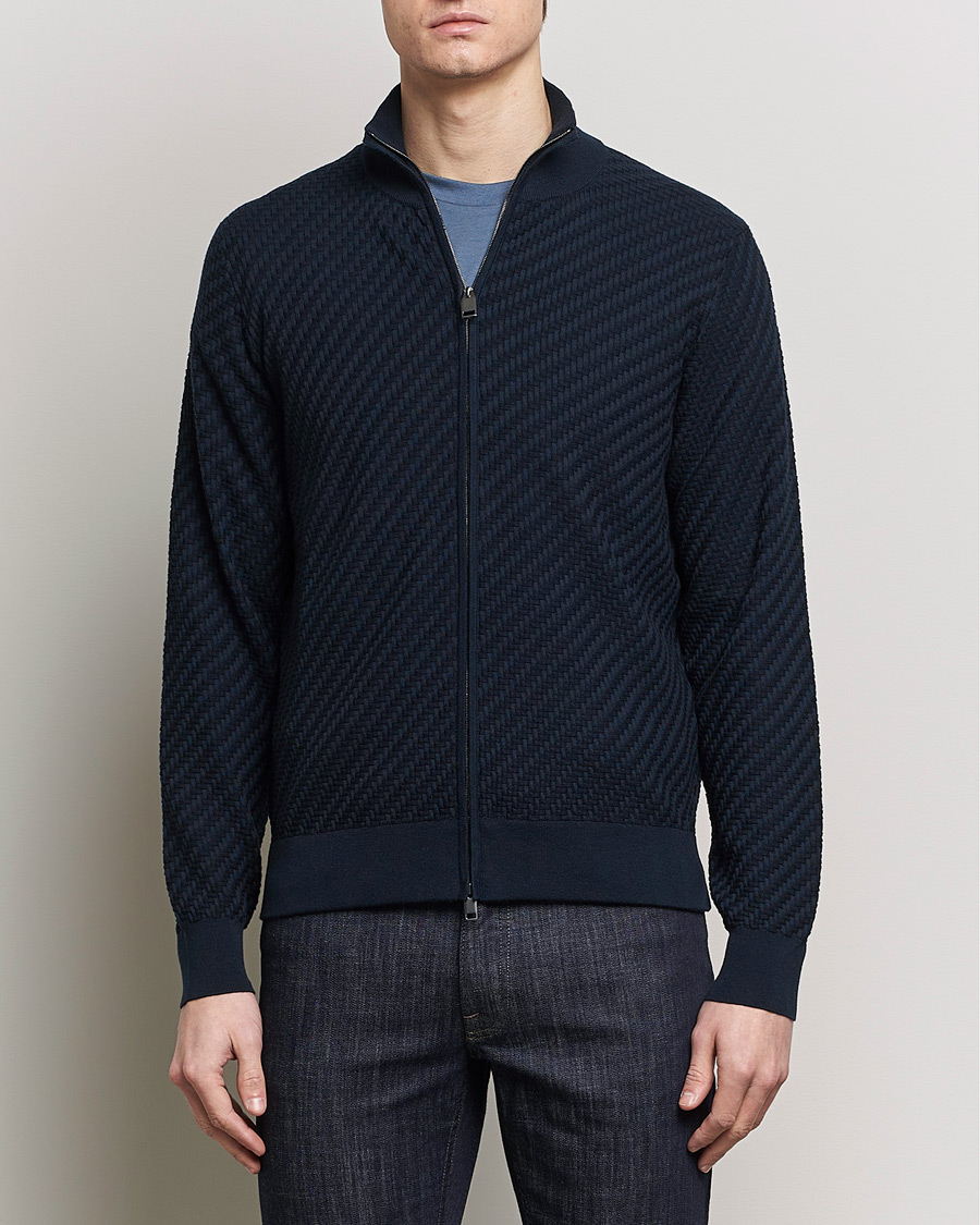 Men | Clothing | Brioni | Cashmere/Silk Blend Full Zip Navy