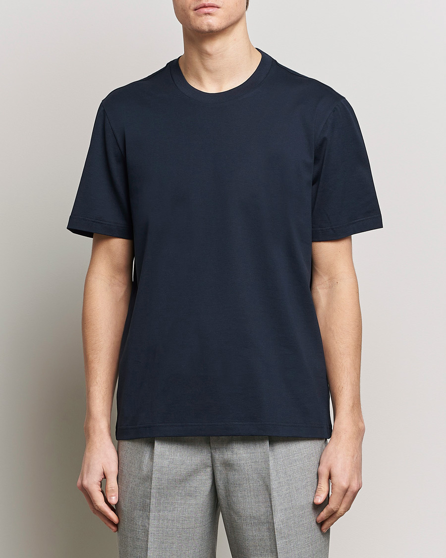 Men | Clothing | Brioni | Short Sleeve Cotton T-Shirt Navy