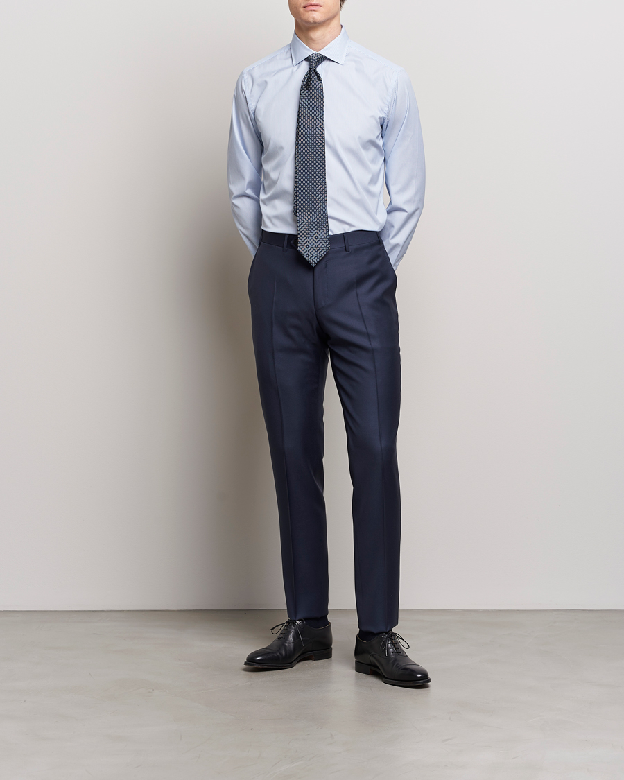 Homme | Luxury Brands | Brioni | Slim Fit Dress Shirt Light Blue Stripe