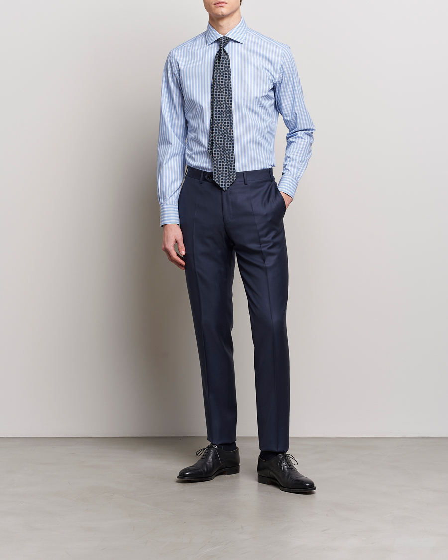 Men | Clothing | Brioni | Slim Fit Dress Shirt Blue Stripe