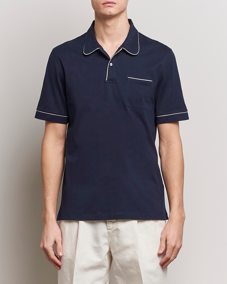Men | Clothing | Brunello Cucinelli | Short Sleeve Resort Polo Navy