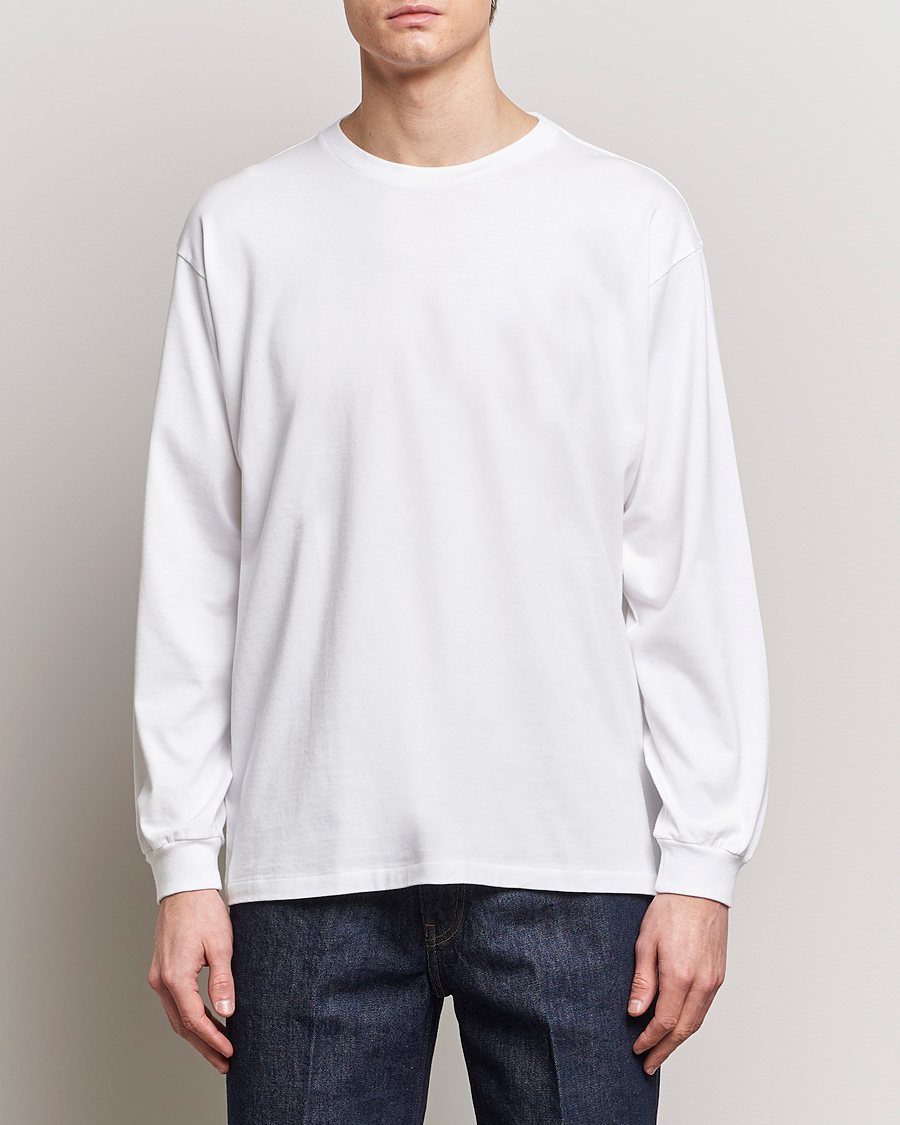 Men | Long Sleeve T-shirts | Auralee | Luster Plating Long Sleeve T-Shirt White