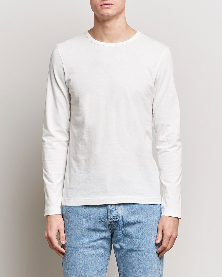 Men | Long Sleeve T-shirts | Merz b. Schwanen | 1950s Classic Loopwheeled Longsleeve T-Shirt White