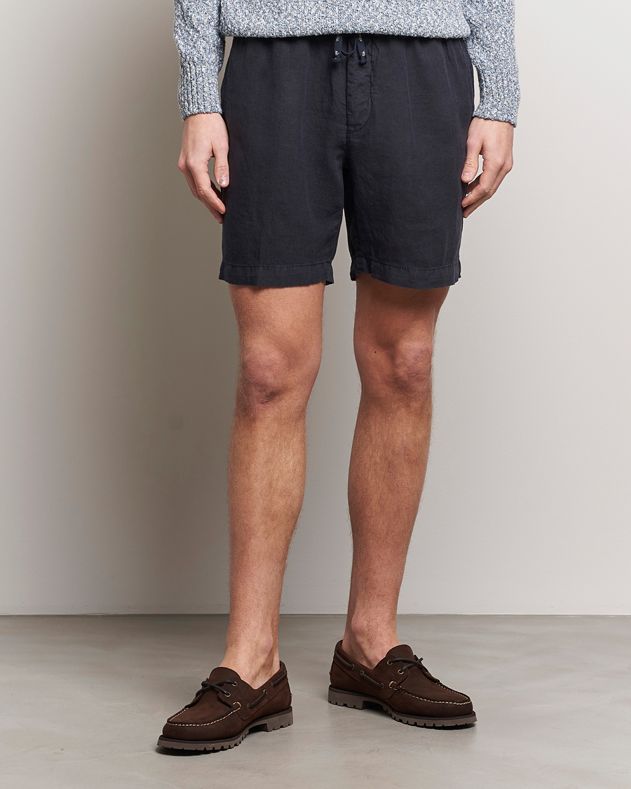 Men | Shorts | Altea | Linen Drawstring Shorts Navy