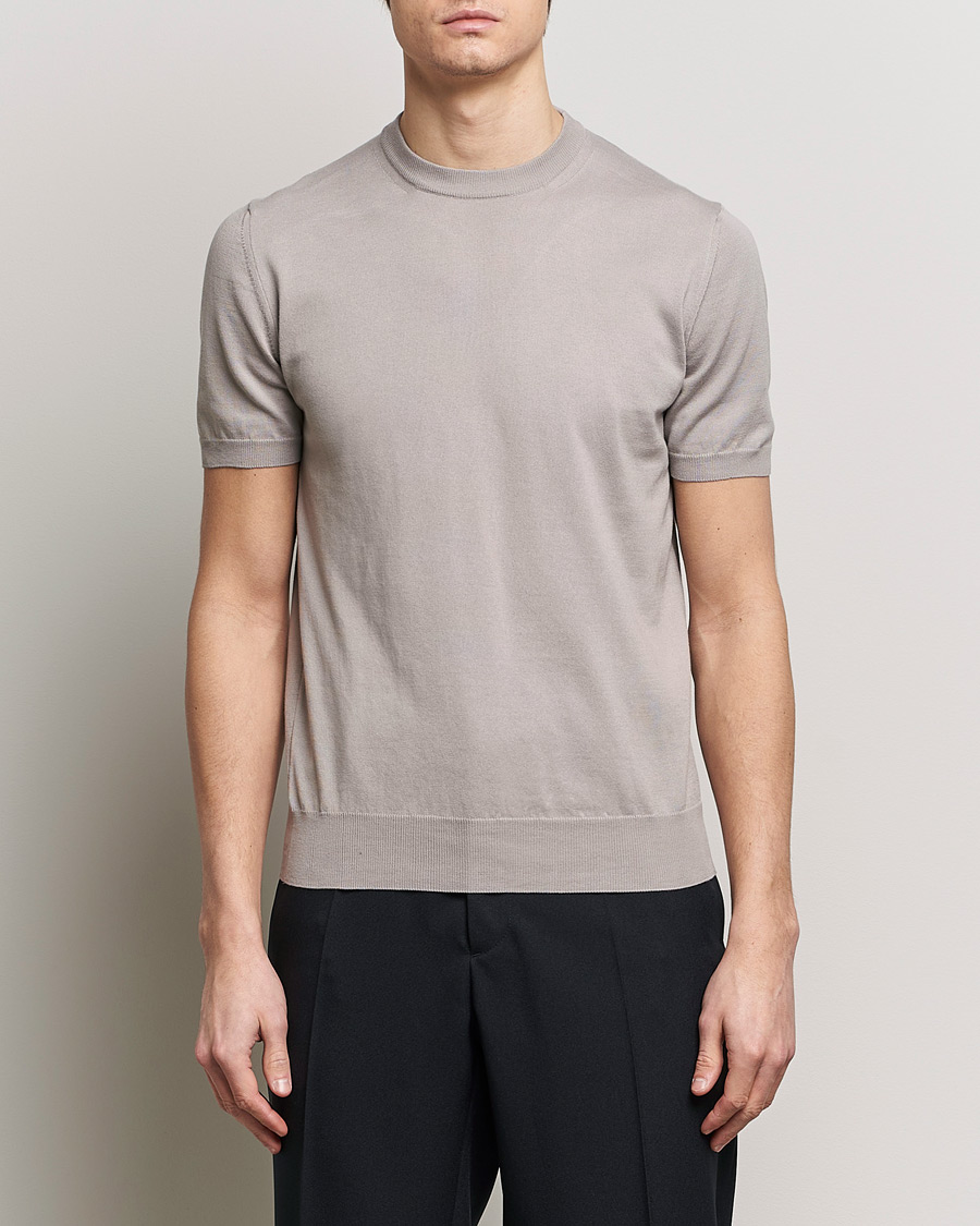 Herr | Kläder | Altea | Extrafine Cotton Knit T-Shirt Taupe