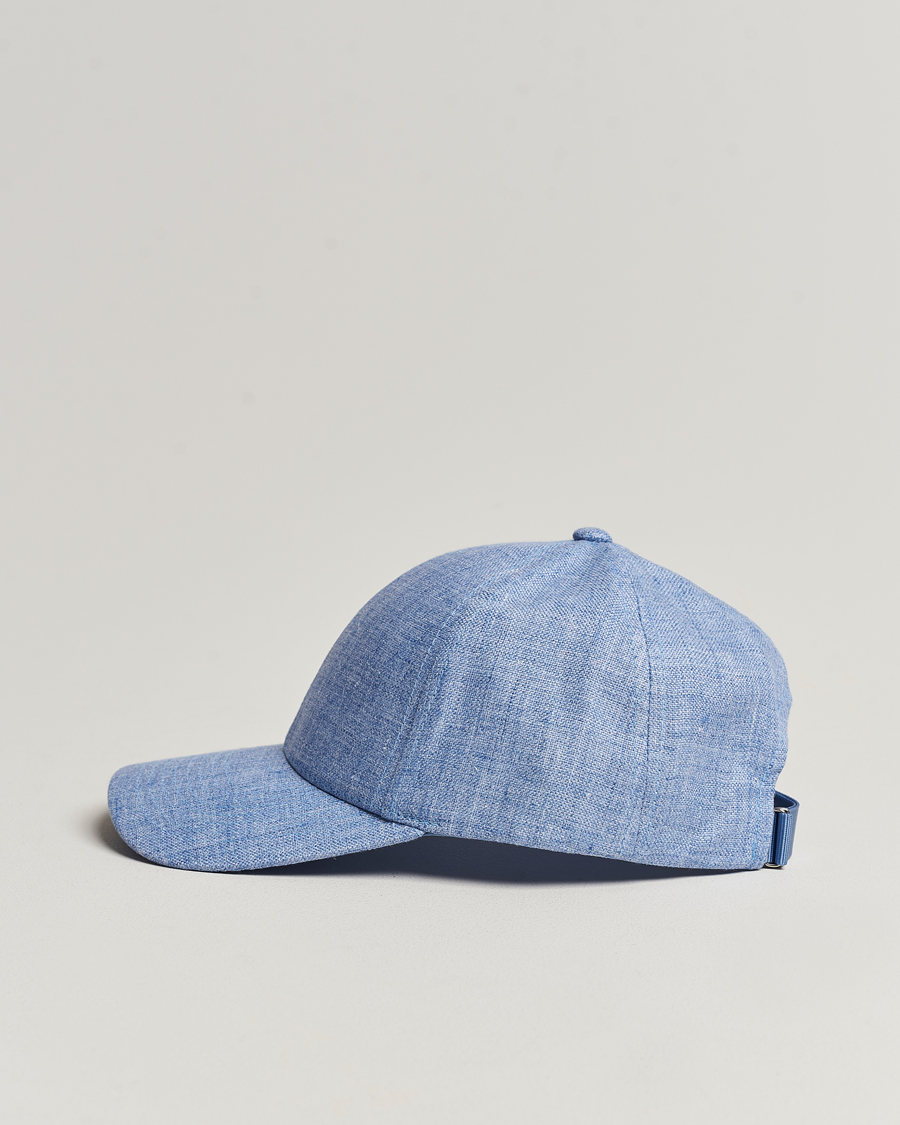 Herr | Kepsar | Varsity Headwear | Linen Baseball Cap Azure Blue
