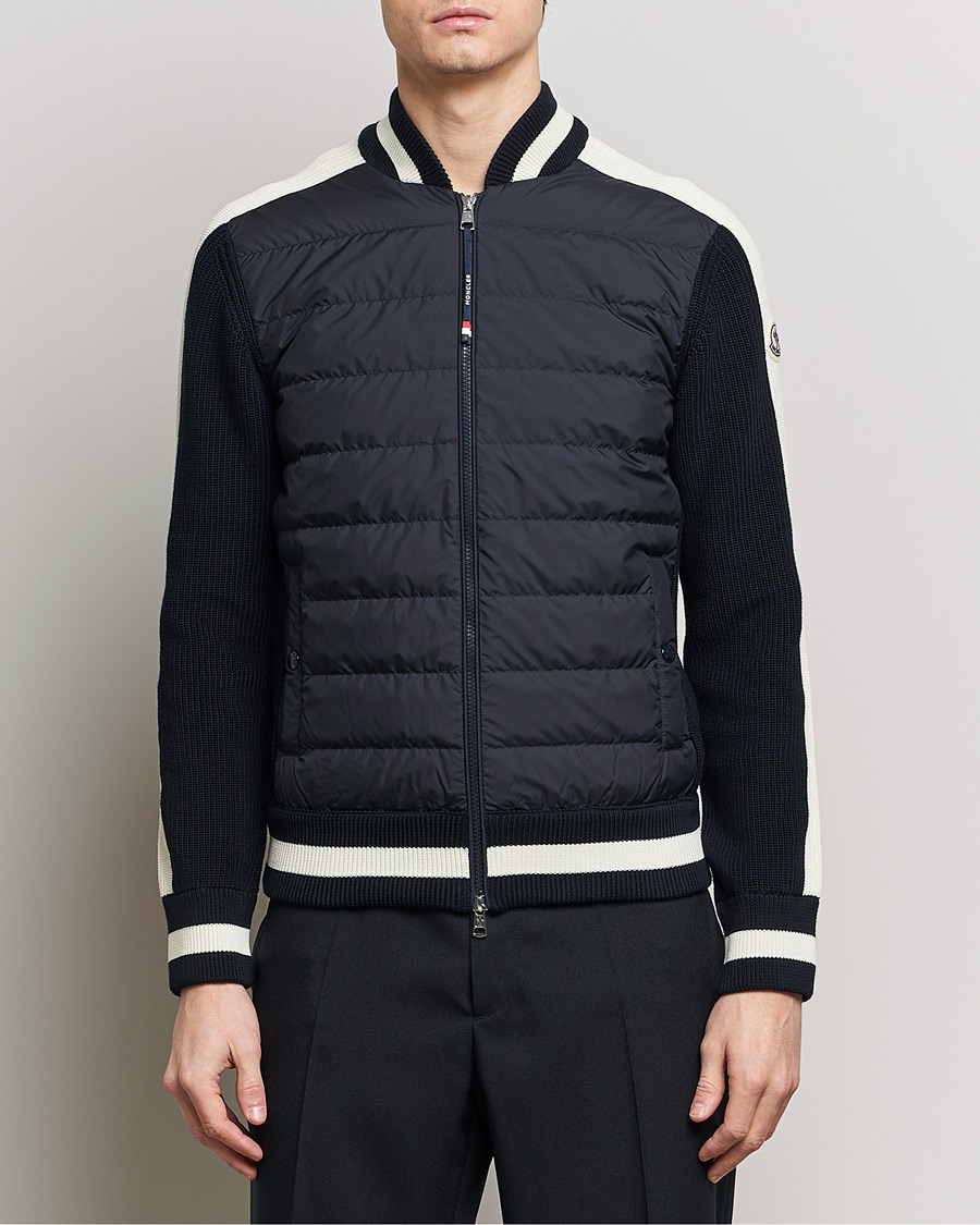 Homme | Moncler | Moncler | Contrast Rib Padded Cardigan Navy