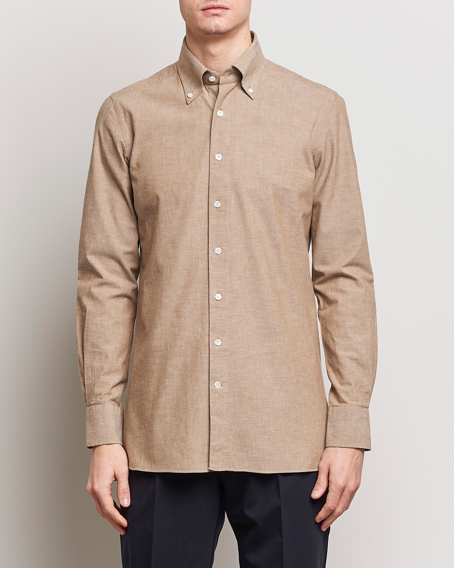 Men | Casual Shirts | 100Hands | Japanese Chambray Shirt Brown