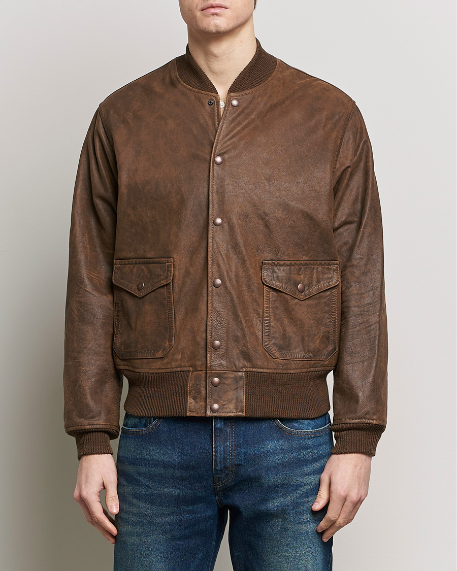 Men | RRL | RRL | Wright Leather Jacket Brown