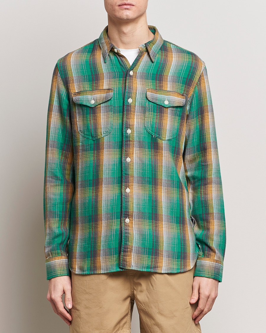 Men | Clothing | RRL | Preston Double Pocket Shirt Green/Yellow