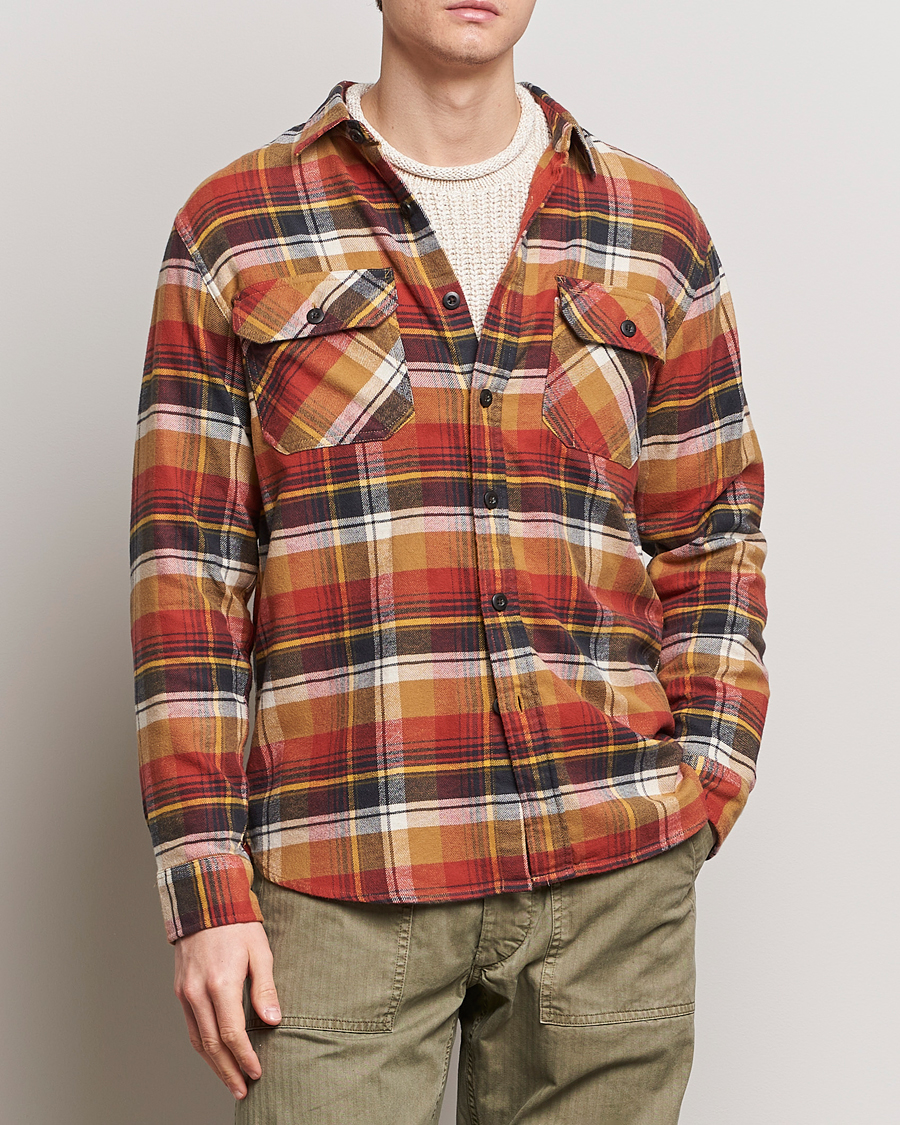Men | Clothing | Pendleton | Burnside Flannel Shirt Tan/Red Plaid