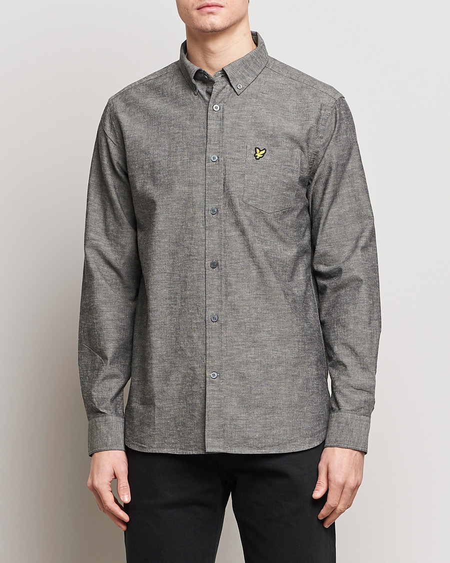 Herr | Kläder | Lyle & Scott | Linen Button Down Shirt Grey Melange
