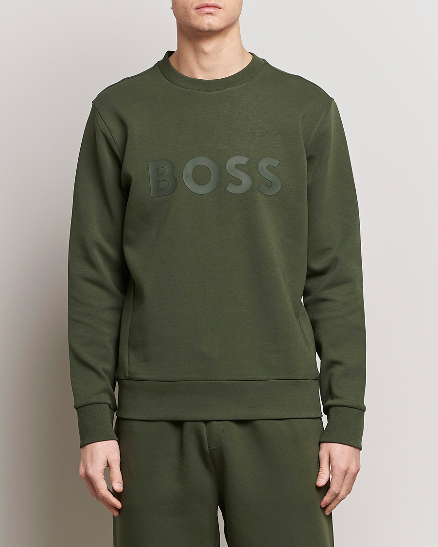 Men | Clothing | BOSS GREEN | Salbo Logo Sweatshirt Open Green