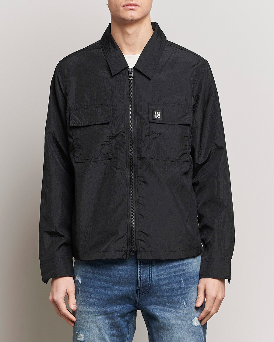 Men | Shirt Jackets | HUGO | Emalo Full-Zip Overshirt Black