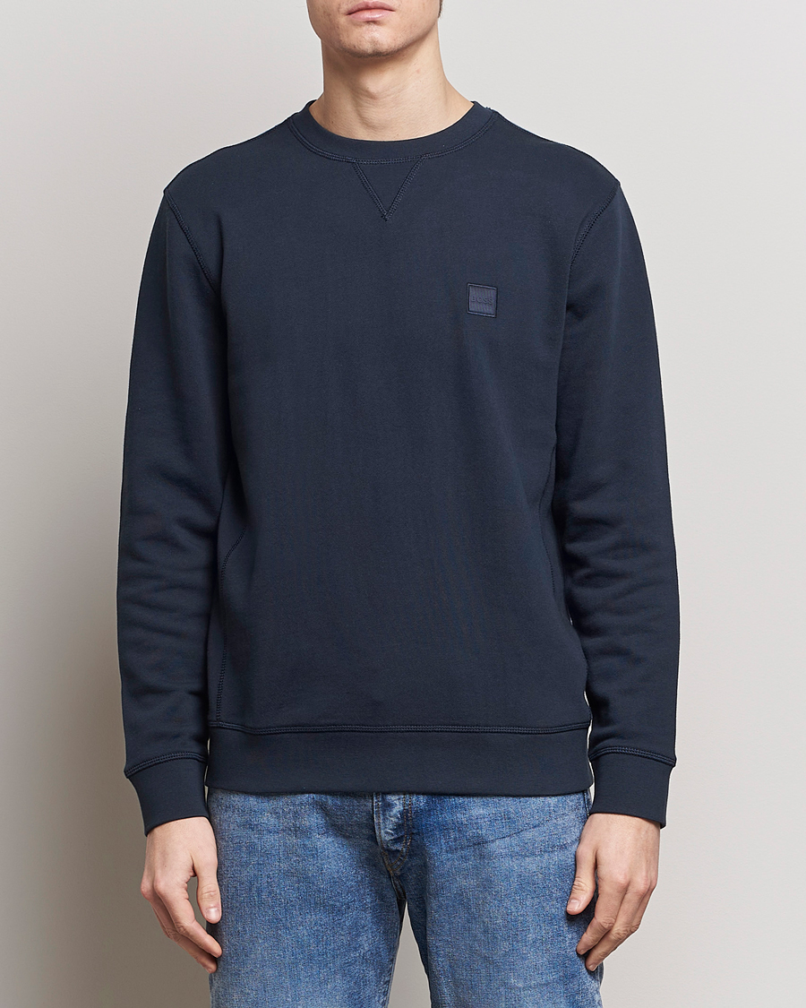 Men | Clothing | BOSS ORANGE | Westart Logo Sweatshirt Dark Blue