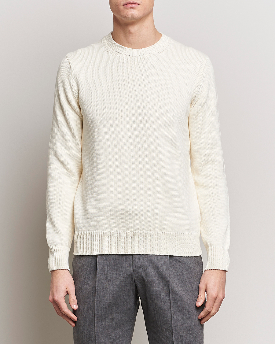 Men | Slowear | Zanone | Soft Cotton Crewneck Sweater Off White
