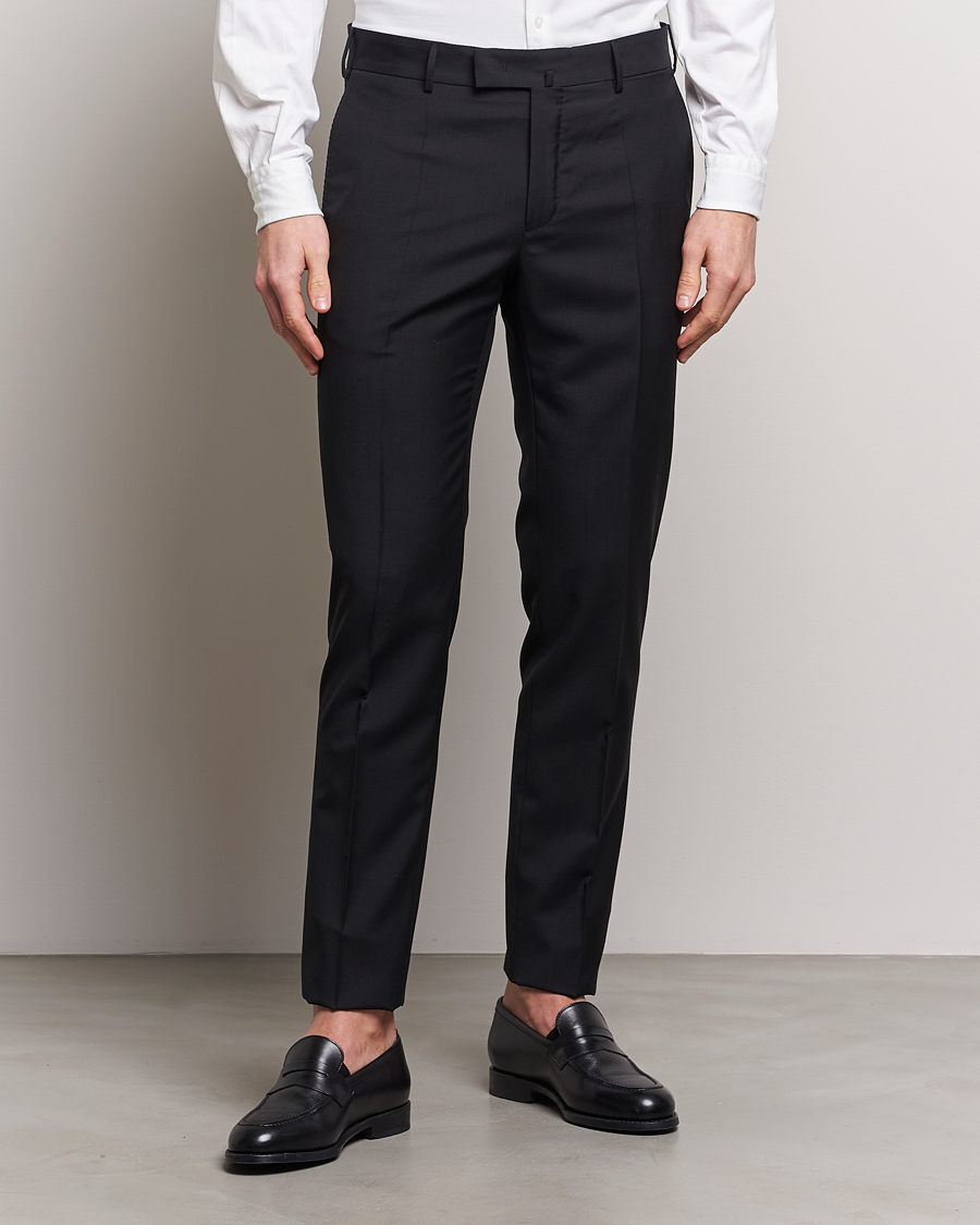 Men | Suit Trousers | Incotex | Slim Fit Tropical Wool Trousers Black