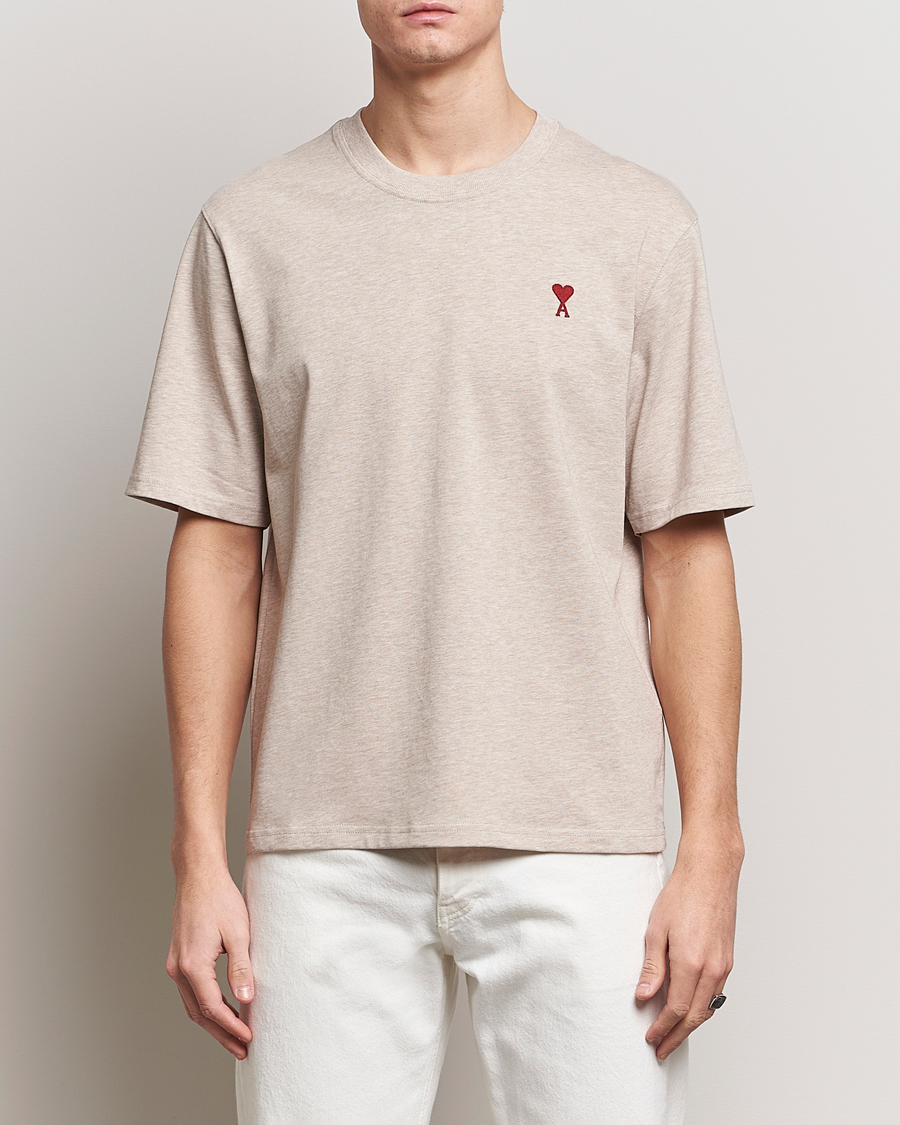 Men | Short Sleeve T-shirts | AMI | Heart Logo T-Shirt Heather Light Beige