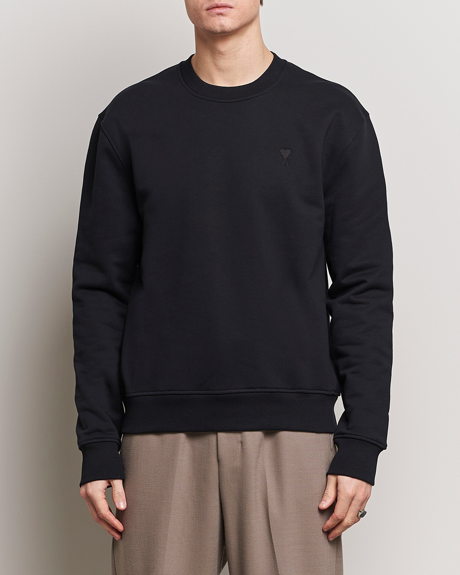 Men | Clothing | AMI | Tonal Heart Logo Sweatshirt Black