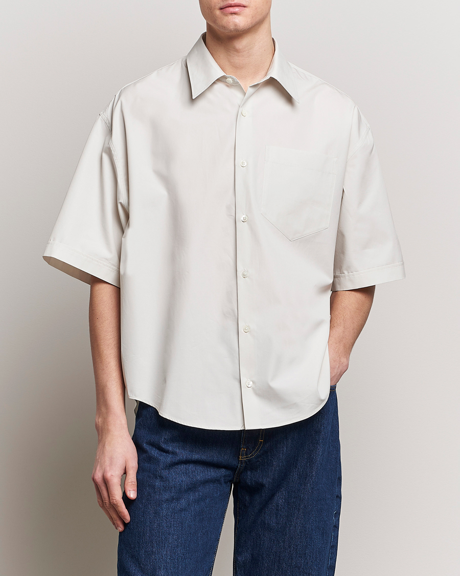 Men | Shirts | AMI | Boxy Fit Short Sleeve Shirt Chalk White