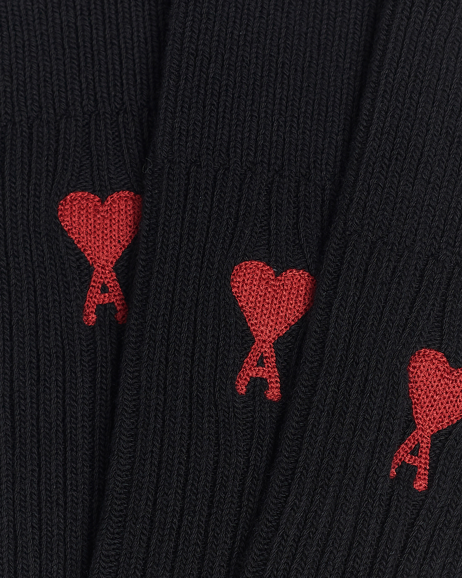 Men | Socks | AMI | 3-Pack Heart Socks Black