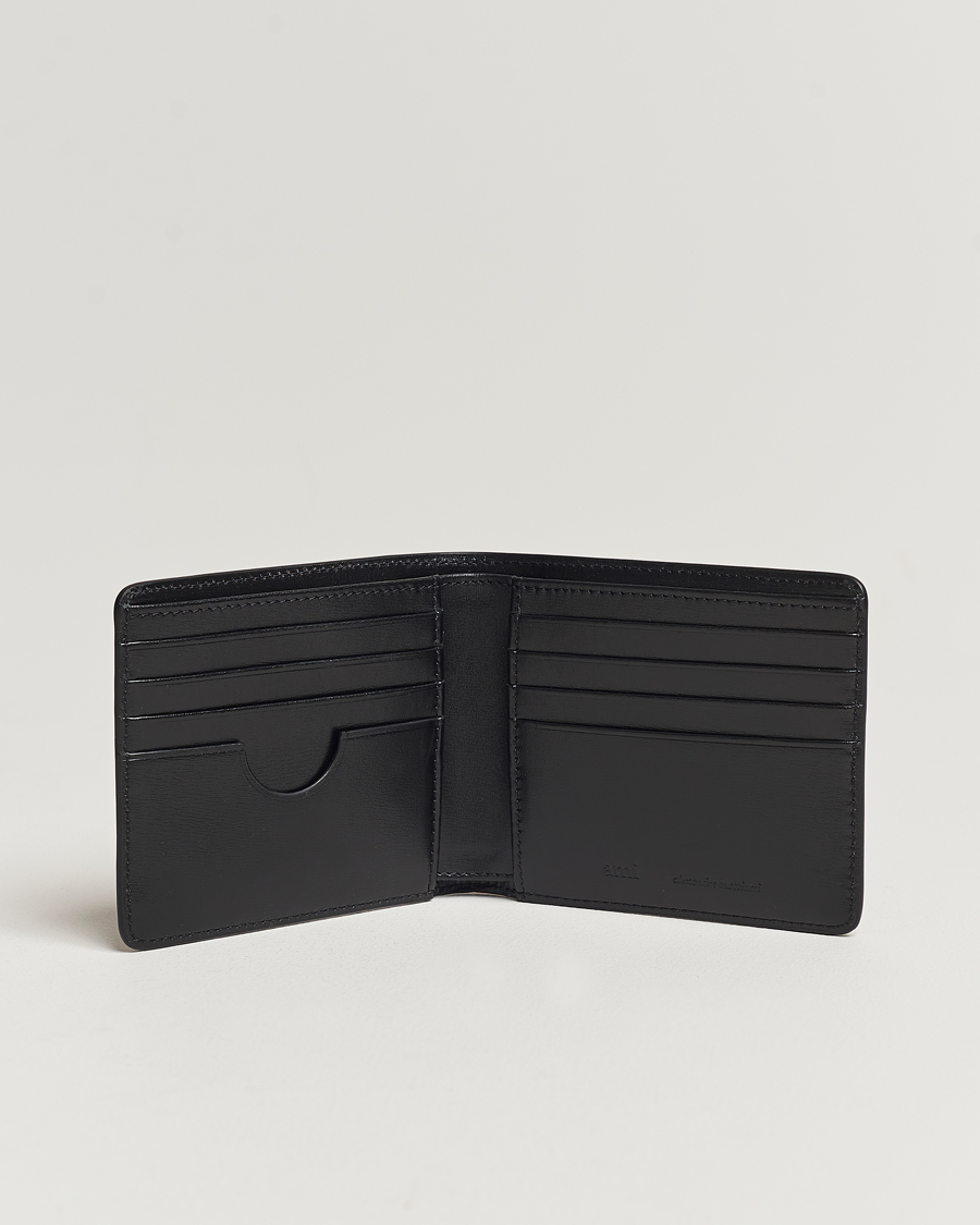 Men | Bi-fold & Zip Wallets | AMI | Tonal Heart Logo Leather Wallet Black