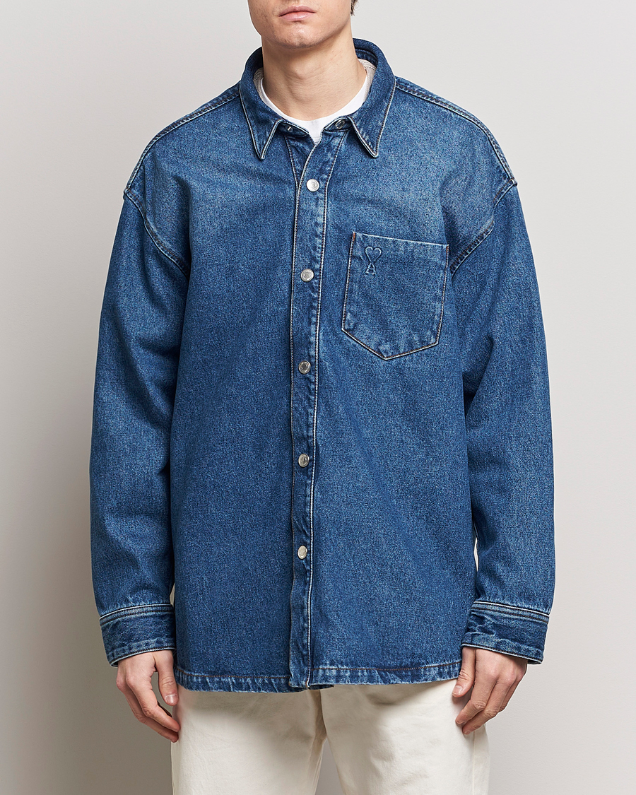 Men | Contemporary jackets | AMI | Oversized Denim Jacket Used Blue