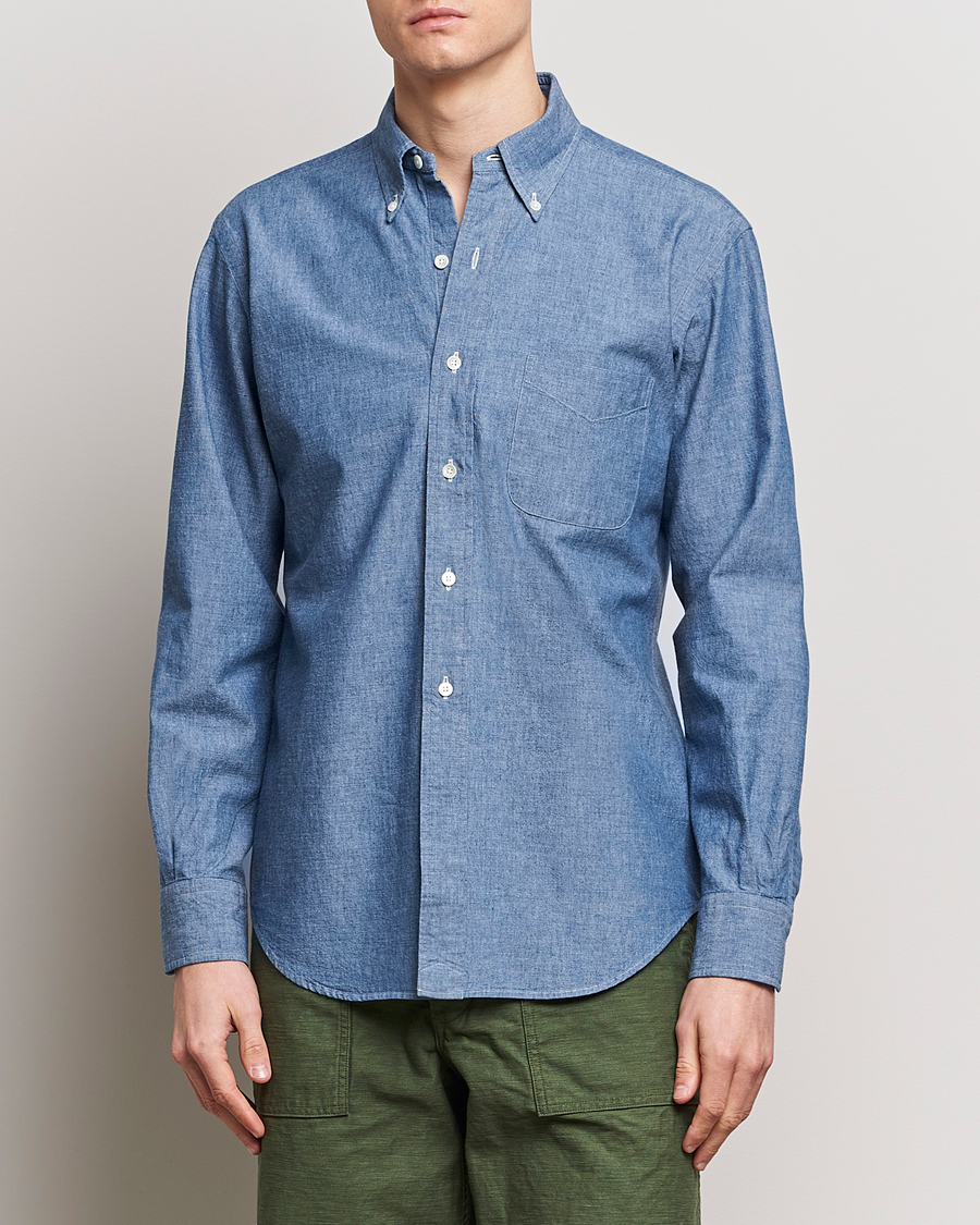 Men | Japanese Department | Kamakura Shirts | Vintage Ivy Chambray Button Down Shirt Blue