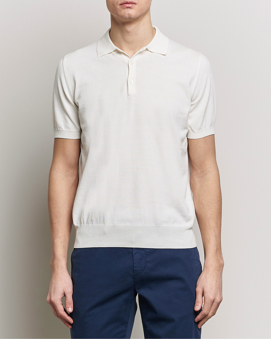 Men | Canali | Canali | Cotton Short Sleeve Polo White