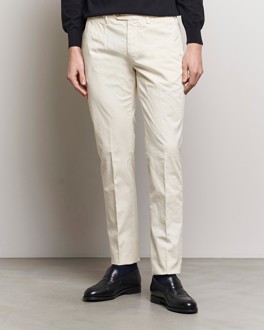 Men | Chinos | Canali | Cotton Stretch Chinos Off White
