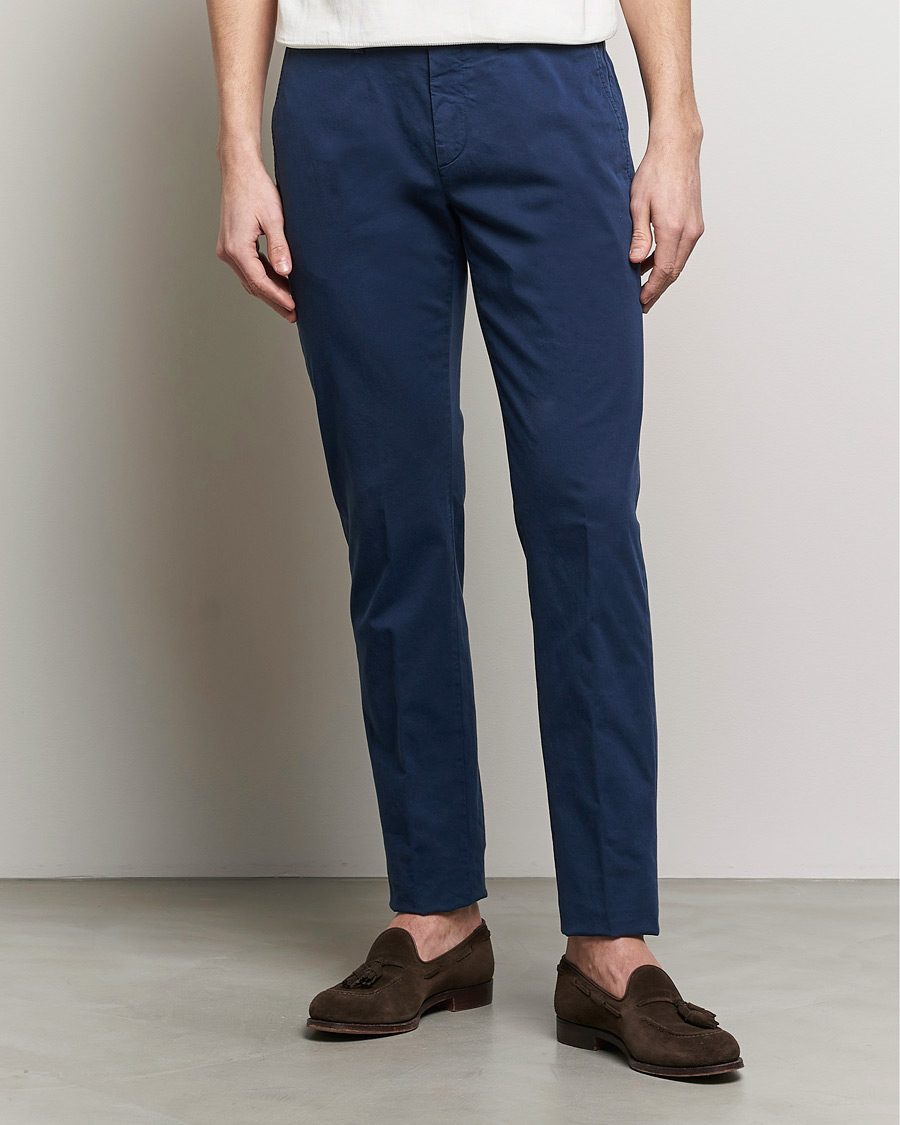 Men | Clothing | Canali | Cotton Stretch Chinos Dark Blue