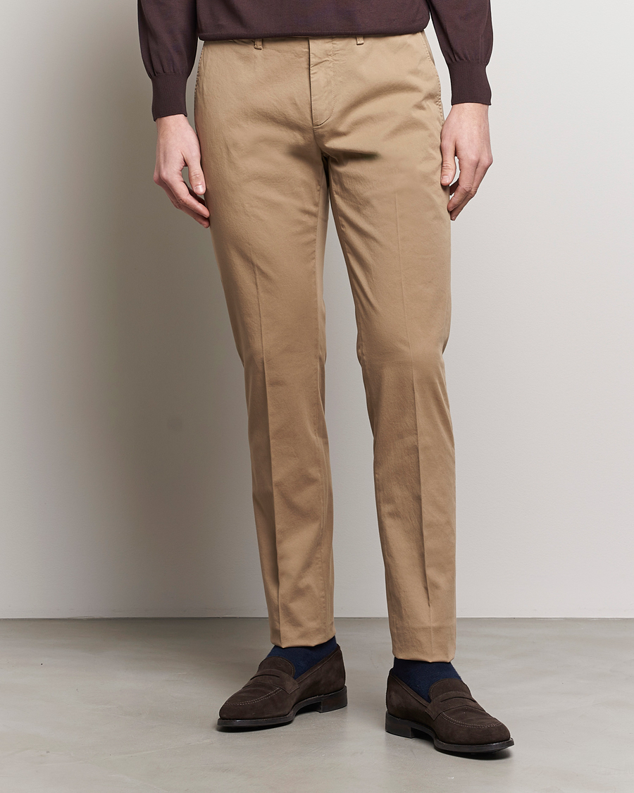 Men | Clothing | Canali | Cotton Stretch Chinos Beige