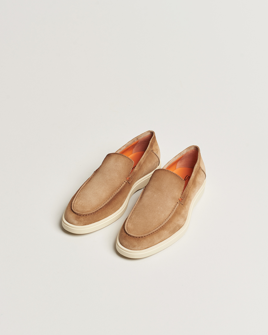 Men | Shoes | Santoni | Summer Loafers Beige Suede