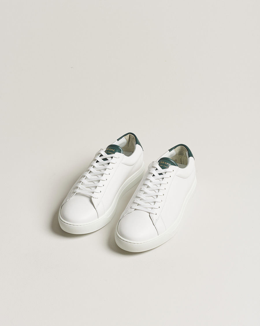 Men | Zespà | Zespà | ZSP4 Nappa Leather Sneakers White/Dark Green