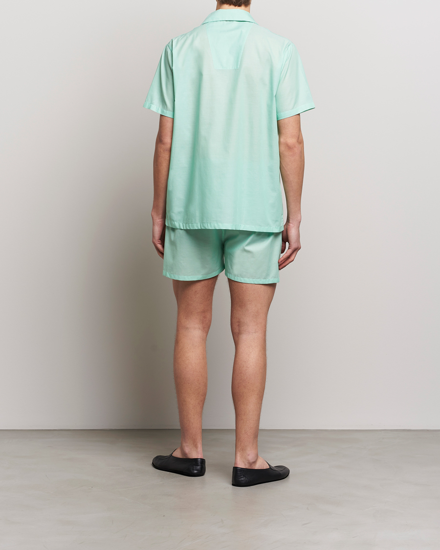 Men | Pyjamas | Derek Rose | Shortie Cotton Pyjama Set Mint